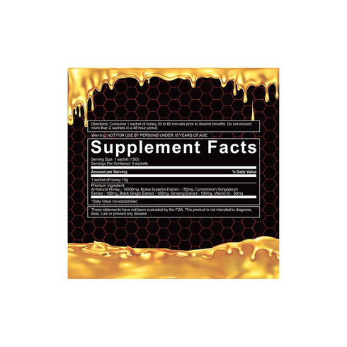 Golden Drip Pack 4 Pack Packets Honey Premium Golden Honey Sachets Herbal Vitality & Energy Support Natural Energy