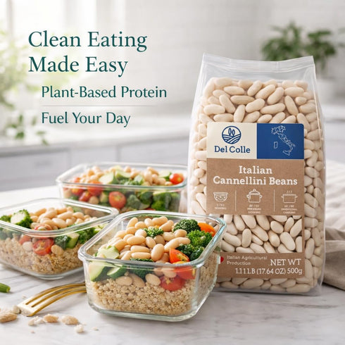 Del Colle 1.1 lb (500g), (Pack 1) Italian Cannellini Beans White Kidney Beans, Dried Cannellini Beans, White Beans Dry