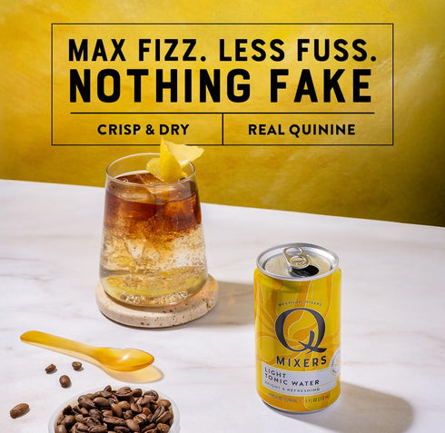20 7.5 Oz (Pack 24) Q LIGHT TONIC WATER with Real Quinine & Organic Agave - Ideal for Cocktails & Mocktails - Made