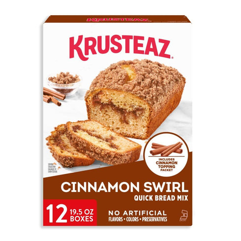 Krusteaz Cinnamon Swirl Quick Bread Mix, Baking Mix With Cinnamon Topping, 19.5
