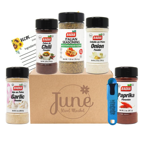June Street Market New Kitchen Starter 5 Piece Gift Set with Italian Seasoning, Garlic Powder,