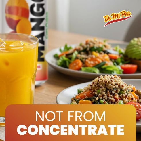 16.57 Oz (12-Pack) De Mi Pais Mango Juice Drink with Pulp Refreshing Canned Juice with Real Mango Chunks, Naturally