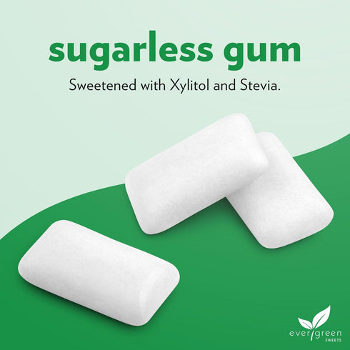Evergreen Sweets Chewing Gum, 100 Pieces Jar, Natural Spearmint Gum, Sugar-Free, Aspartame Free, Vegan