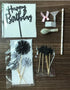 Black Happy Birthday Cake Topper Set, 11 PCS Acrylic Topper, Confetti Balloon, Cool Stars, Cupcake Picks for Dad Man