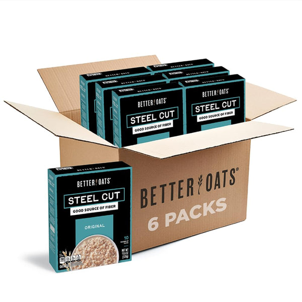 Better Oats Steel Cut Instant Oatmeal Packets, Original Flavor with Flax Seeds