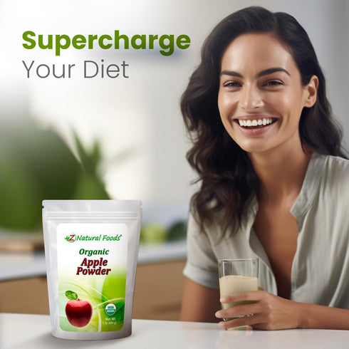1 lb. Z Natural Foods Organic Apple Powder, Superfood Powder for Digestive Support and Energy Boost, Ideal for Juice