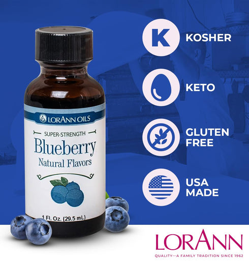 LorAnn Oils Super Strength Flavoring - Blueberry, 1 fl oz, 4X Stronger Than Extracts for Candy Making