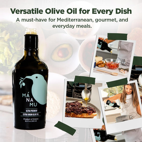 2023 100% 16.9 Oz (500 ML) Mnamu Ultra Premium Extra Virgin Olive Oil NYIOOC SILVER AWARD Koroneiki Variety from GREECE
