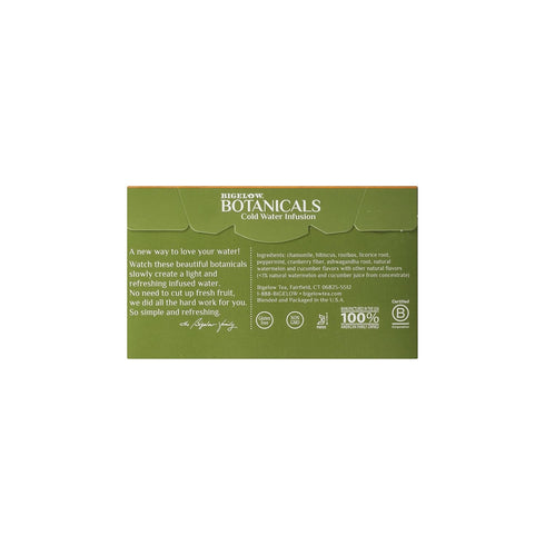 Bigelow Botanicals Cold Water Infusion Watermelon Cucumber Mint Tea Bags, 18 Count Box, Herbal Infusion