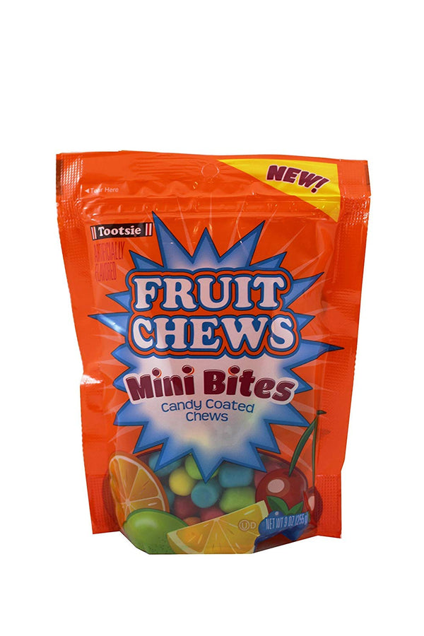 Tootsie Roll Pops Tootsie Fruit Chews Mini Bites Candy Coated, 9 oz
