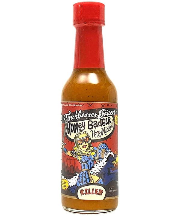 Torchbearer Sauces Honey Badger Hot Sauce 5oz, Scorpion and Carolina Reaper Peppers