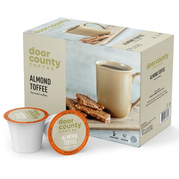 Door County Coffee Almond Toffee Flavored Ground - 10 Count Single Serve