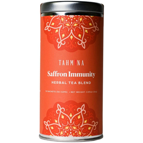 Tahmina Saffron Immunity Caffeine Free Tea: Calming Turmeric and Ginger with Saffron,