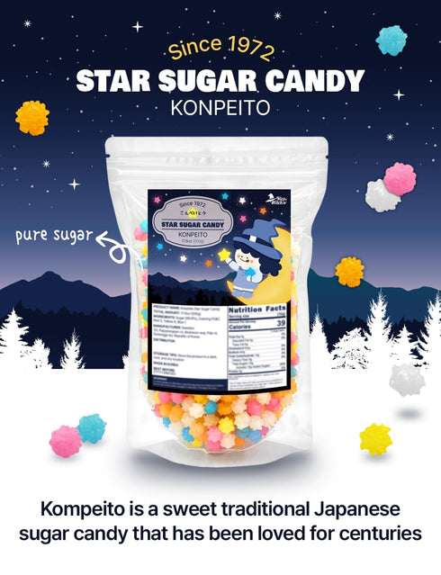 (17.64 (Pack 1)) NICE WITCH'S Konpeito Sugar Candy Sweet And Colorful/Handmade Star Candy/ Ounce