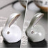 VICASKY 2Pcs Miniature Bunny Figures, Ceramic Easter Rabbit Bunny Figurines for Fairy Garden Statues, Cake Topper for