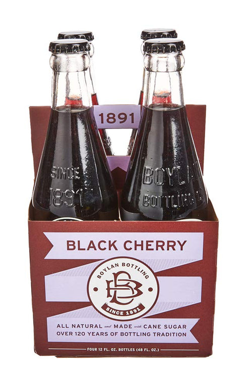 Boylan Bottling Co Black Cherry Soda, 12 Fl Oz Bottles, 4 Pack