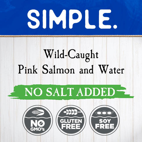 5 oz (Pack 12) Blue Harbor Fish Co. Wild Pink Salmon in Water No Salt Added - Can