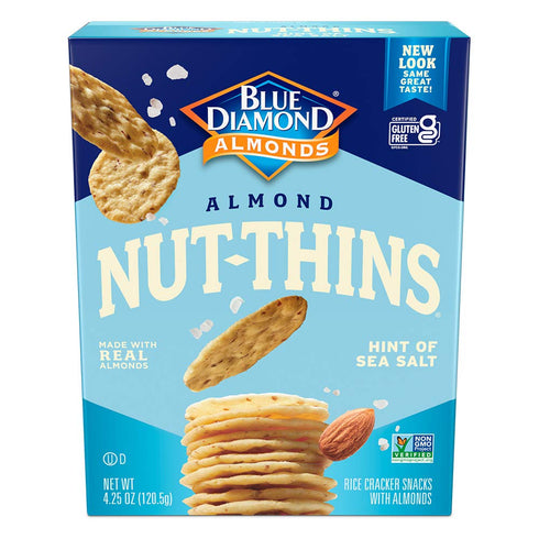 Blue Diamond Almonds Nut Thins Gluten Free Cracker Crisps, Hint of Sea