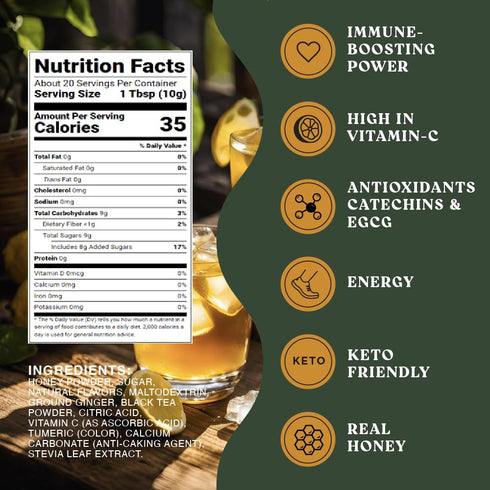 (20 The Harmony Honey Yuzu Sticks) Premium Black Tea, with Ground Ginger, Rich in Antioxidants, Vitamin C & L-Theanine