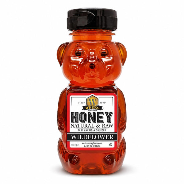 Weeks Honey Farm Wildflower Honey - Pure, Raw, Unfiltered, Gluten Free, Kosher,