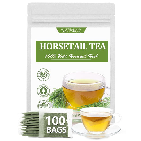 Premium 100 Horsetail Tea Bags, 100% Wild Natural Horse Tail Herb, For Hair & Nail, No Additives, Caffeine Free, Cola