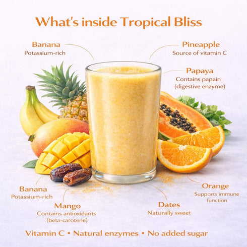 10 Tropical Smoothie Powder & Smoothie Mix Freeze Dried Tropical Fruit Blend, No Added Sugar, Vegan, Ready in Seconds