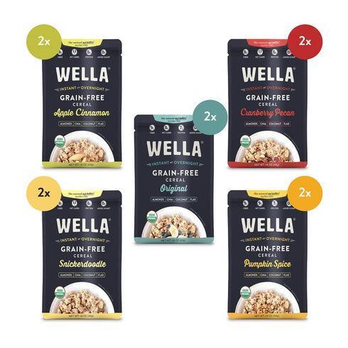 Packets, (10 Count, 2 1.6 oz. Packets) Wella Cereal Oatmeal Alternative, Gluten-Free Breakfast Hot Cereal, Grain-Free