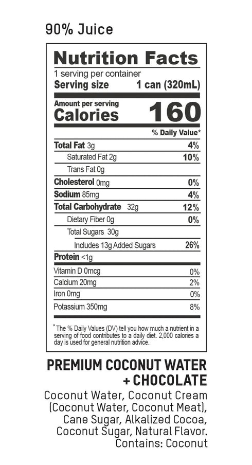10.8 (Pack 12) Once Upon A Coconut Cocout Water + Chocolate, Gluten Free & Non-GMO, Fluid Ounce