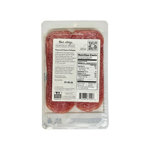 True Story Foods 4 Salami Genoa Sliced, Ounce