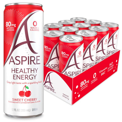ASPIRE Sweet Cherry, Healthy Energy Drink 80mg Natural Caffeine, Zero Sugar No