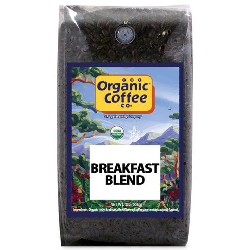 Organic Coffee Co. Breakfast Blend Whole Bean Coffee 2LB (32 Ounce) Medium