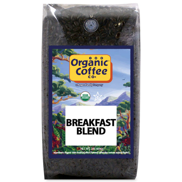 Organic Coffee Co. Breakfast Blend Whole Bean Coffee 2LB (32 Ounce) Medium