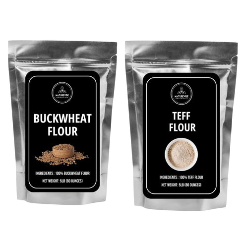 Buckwheat Flour 5lb and Brown Teff Flour 5lb Baking Flour Combo |
