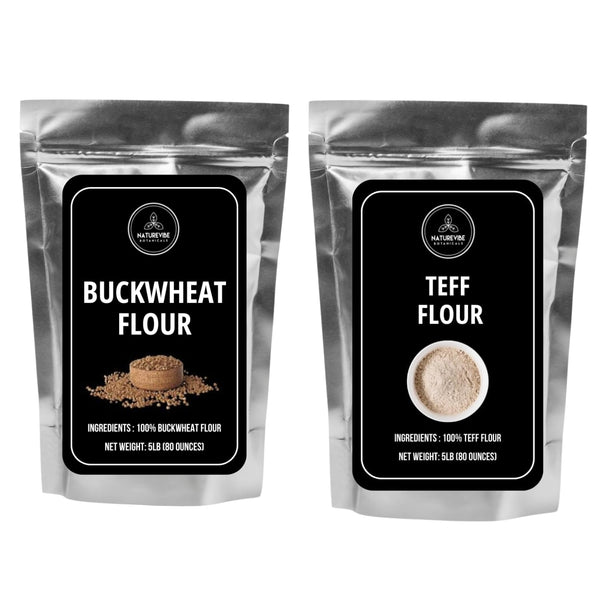 Buckwheat Flour 5lb and Brown Teff Flour 5lb Baking Flour Combo |