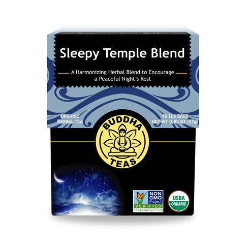 Buddha Teas Sleepy Temple Blend Organic Herbal Tea - Caffeine Free - 18 Bleach-Free Tea Bags