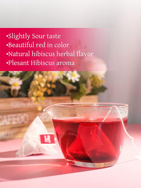 50 Count TeeLux Hibiscus Tea Bags, Natural Hibiscus Flowers Herbal Tea, Caffeine Free, Refreshing Tart Flavor, Hot
