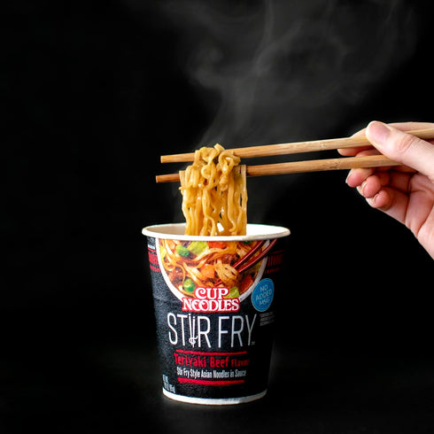 3 (Pack 6) Nissin Cup Noodles Stir Fry Noodles in Sauce, Teriyaki Beef, Ounce
