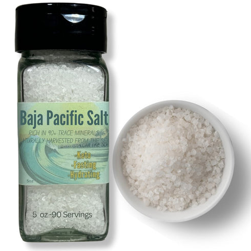 5oz 90 Baja Sea Salt | Organic Coarse Glass Shaker | Hydration Low Sodium Recovery - Over Minerals and Electrolytes