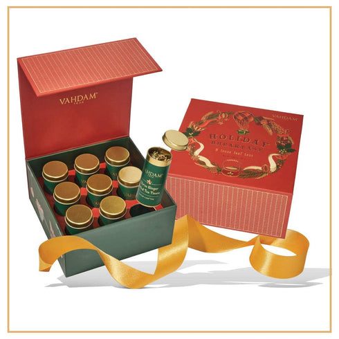 Sets (90+ 9 VAHDAM, Holiday Breakfast - Christmas Tea Gift Cups) Loose Leaf Teas - Luxury Gift Box | Christmas Gifts