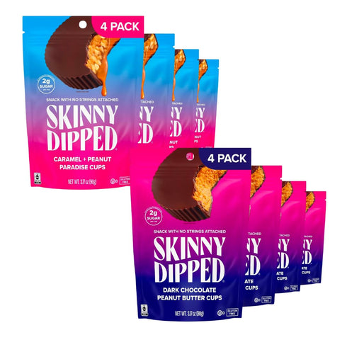 SkinnyDipped Caramel Peanut Paradise Cups and Dark Chocolate Peanut Butter Cups, 2g