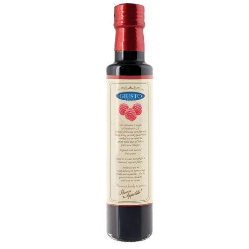 8.5oz Giusto Sapore All Natural Raspberry Balsamic Vinegar of Modena P.G.I. - Made with Real Fruit Puree - Imported