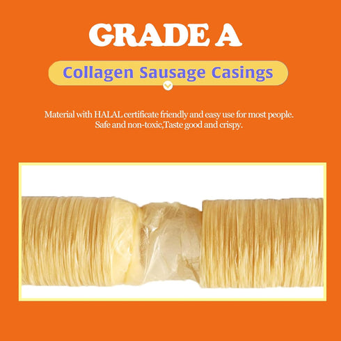 Stuffer,15m/49ft, 20mm,1 HAIKISS Edible Drying Sausage Casing, HALAL Collagen Sausage Casings for Most Delicious