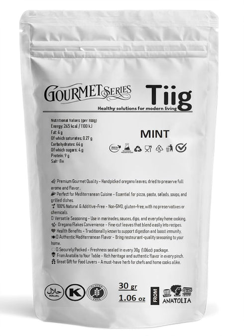 30g (1.06oz) Dried Mint Leaves (Mint Flakes) | Natural Additive-Free Spice | Refreshing Flavor for Tea, Soup, Yogurt