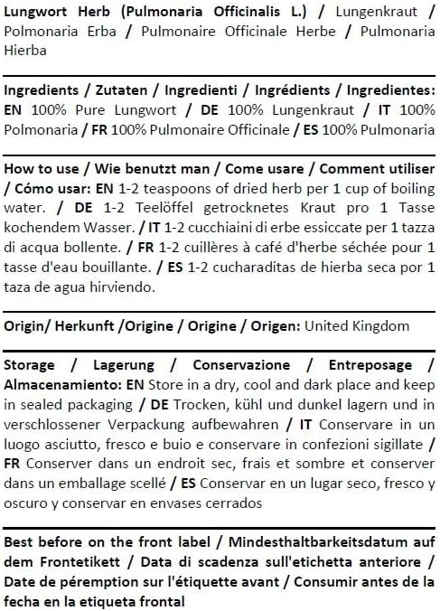 Health Embassy Lungwort Herb | Pulmonaria officinalis L | Herbal Tea, 100g