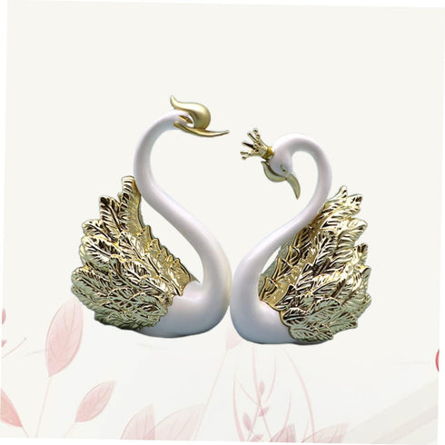 2 Pcs Small Swan Car Ornaments for Home Water Table Decorations, Mini Swan Crown Cake Topper