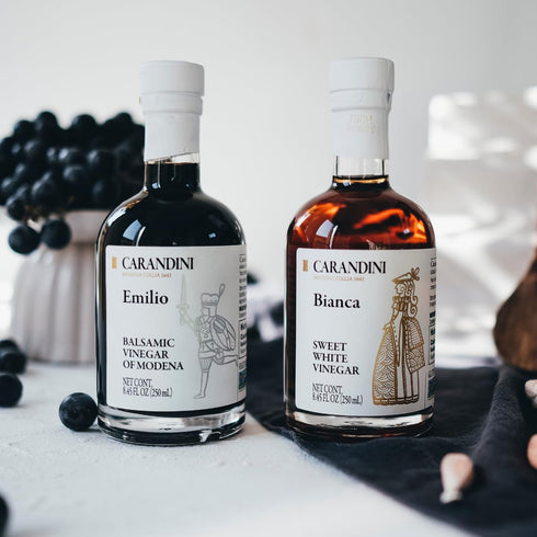 Set, 8.45 oz (2 Carandini Emilio Silver Balsamic Vinegar of Modena PGI & Bianca Sweet White Vinegar Combo Premium