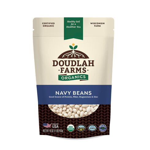 Organic Navy Beans 1 lb - Non-GMO, USDA Organic, Tested Clean Certified,