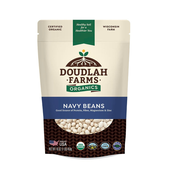 Organic Navy Beans 1 lb - Non-GMO, USDA Organic, Tested Clean Certified,