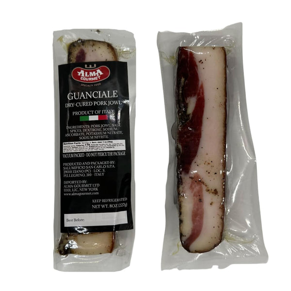 Alma Gourmet Guanciale From Italy Italian Dry-Cured Pork Jowl, Aged Approximately 3