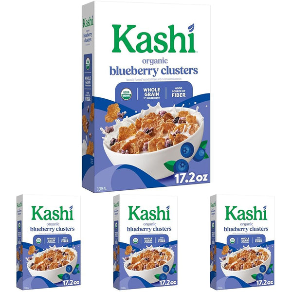 Kashi Breakfast Cereal, Organic, Whole Grain, Blueberry Clusters, 17.2oz Box (1 Box)